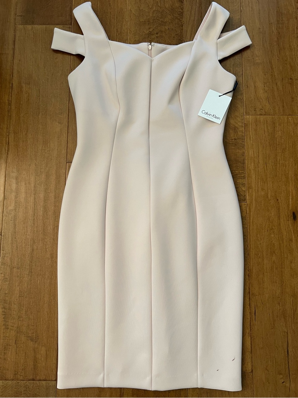 NWT Calvin Klein Blush Pink Cold Shoulder Sheath Dress - Size 10